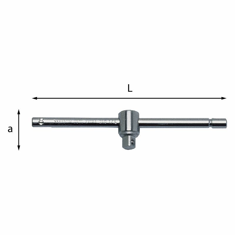 Leva a T con attacco quadro scorrevole 240 1/4