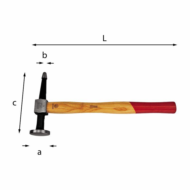 Martello a testa tonda piana e penna diritta a punta 415 A